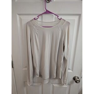Lululemon Sculpt Mesh Panel Long Sleeve Top Womens Bone Activewear - Size 12